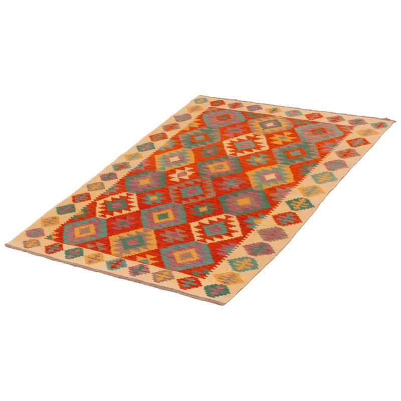 Tapis rouge en laine nouvel âge Foran unique 4 pi x 5 pi 7 po Foran