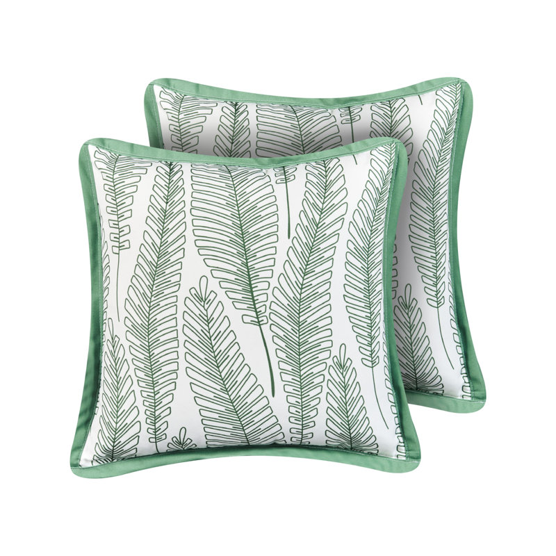 Set of 2 Outdoor Cushions MEADOW Plant Pattern Green, Square 45cmH x 45cmW