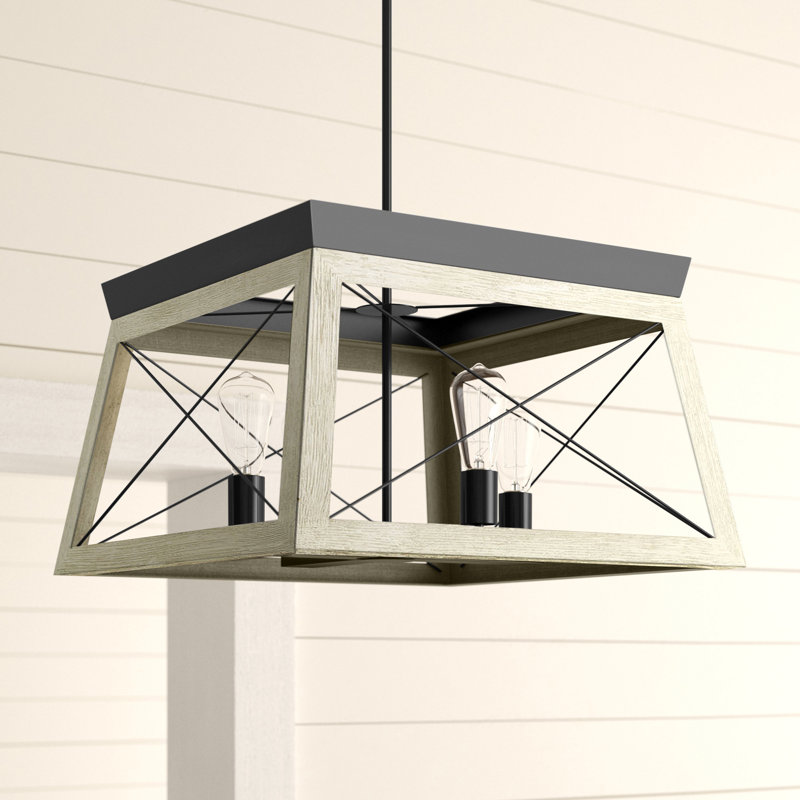 Lustre carré de style lanterne à 4 lumières Uschi, Graphite