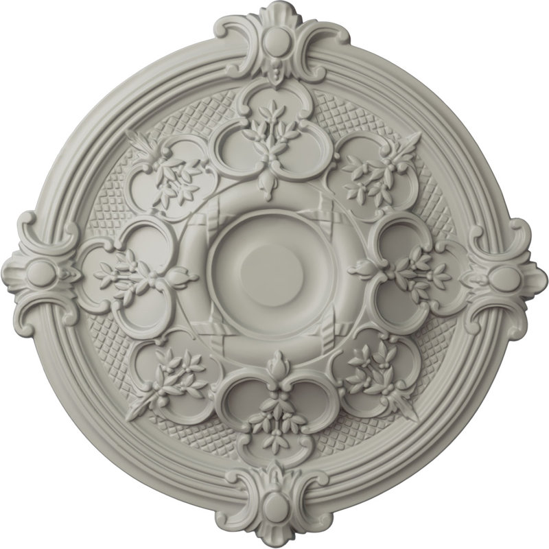 Médaillon de plafond Endurathane Hamilton, DE 17 3/8 po x P 1 3/4 po (convient aux auvents jusqu'à 3 3/4 po), pot peint à la main de finition crème