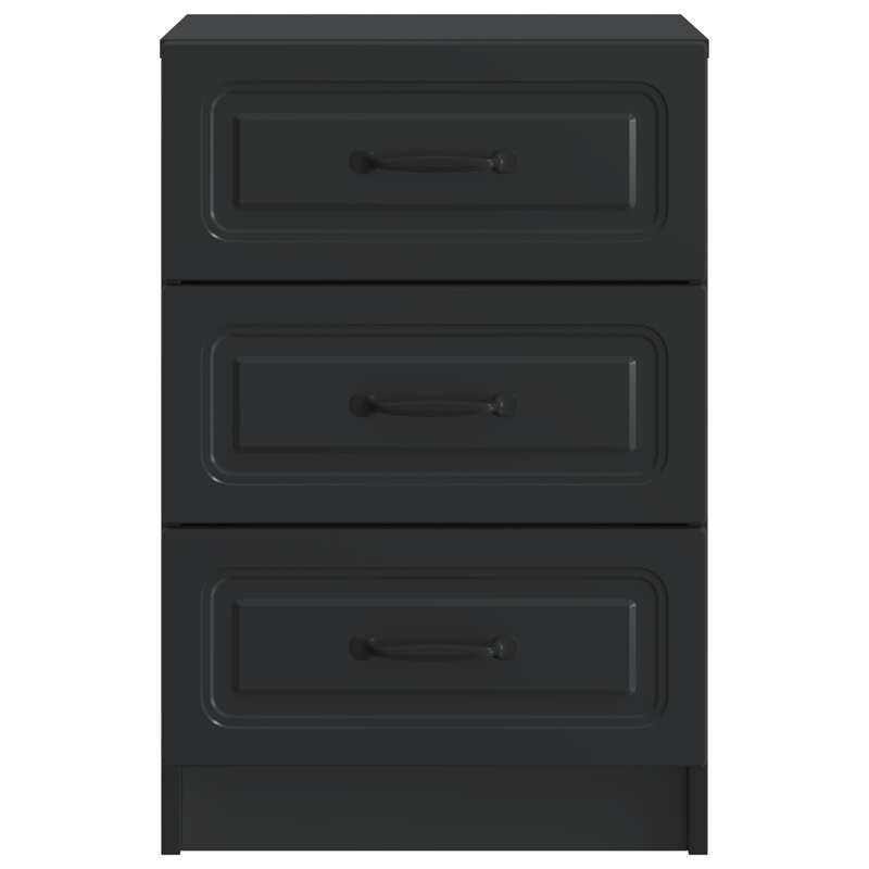 43cm W Manufactured Wood Bedside Table, Black