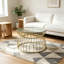 Table basse moderne et dorée, centre de table contemporain de luxe avec finition dorée