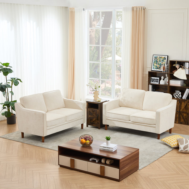 Canapé deux places Croley en chenille pour salon (ensemble de 2), Beige