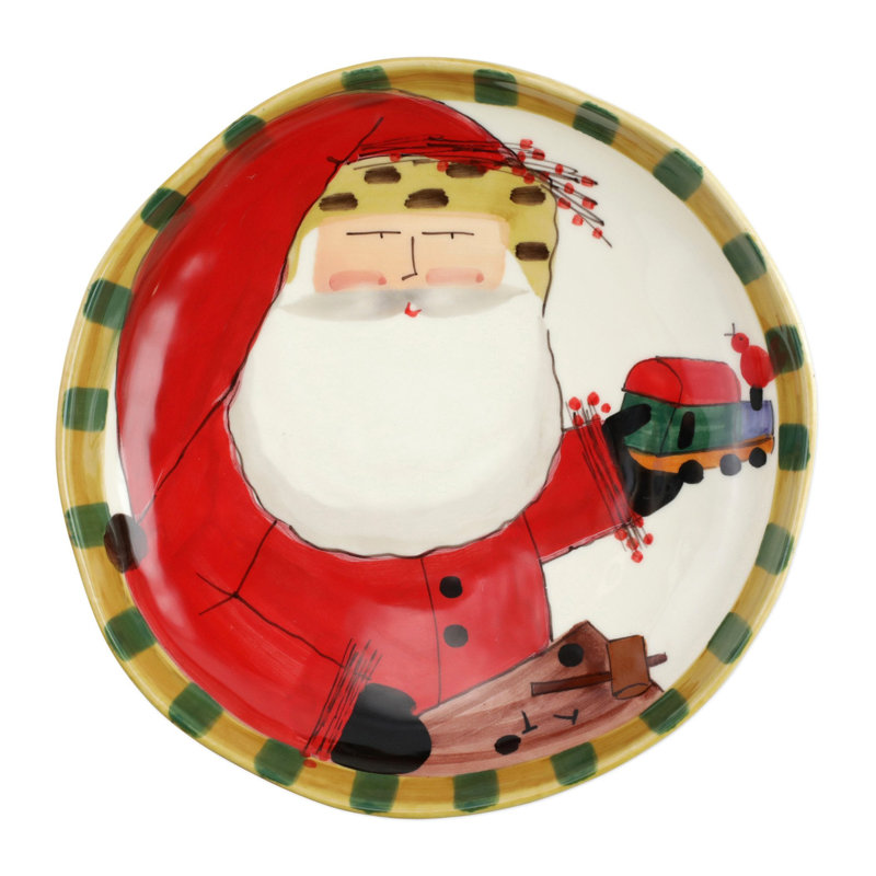 Old St. Nick Round Shallow Bowl w/ Train