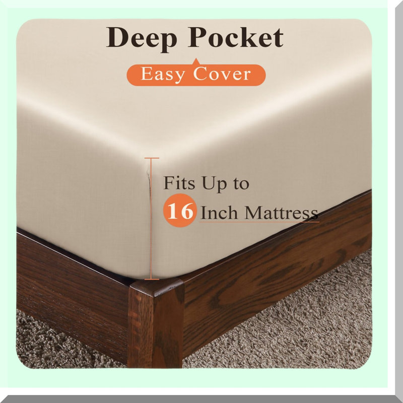 Luxury Rayon From Bamboo Comfort Queen Fitted Sheet - 400 Thread Count - Soft & Cozy Bottom Sheet - Deep Pocket Design - Breathable & Hypoallergenic - 1 Pack Fitted Sheet Only