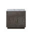 Meuble-lavabo simple en chêne brun l 36 po x P 22 po avec plateau en marbre de Carrare-1611993192