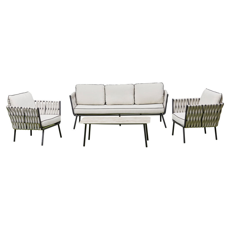 Rope Aluminium Garden Furniture 5 Seater