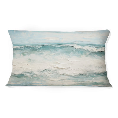 Minimalism Wave Horizon I - Coastal Ocean Printed Throw Pillow