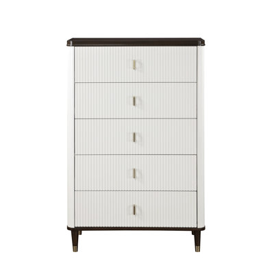 Commode en bois Favets avec 5 tiroirs et poignées en métal