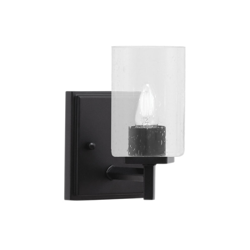Applique murale Fausley avec verre à bulles transparent de 4 po, Noir mat