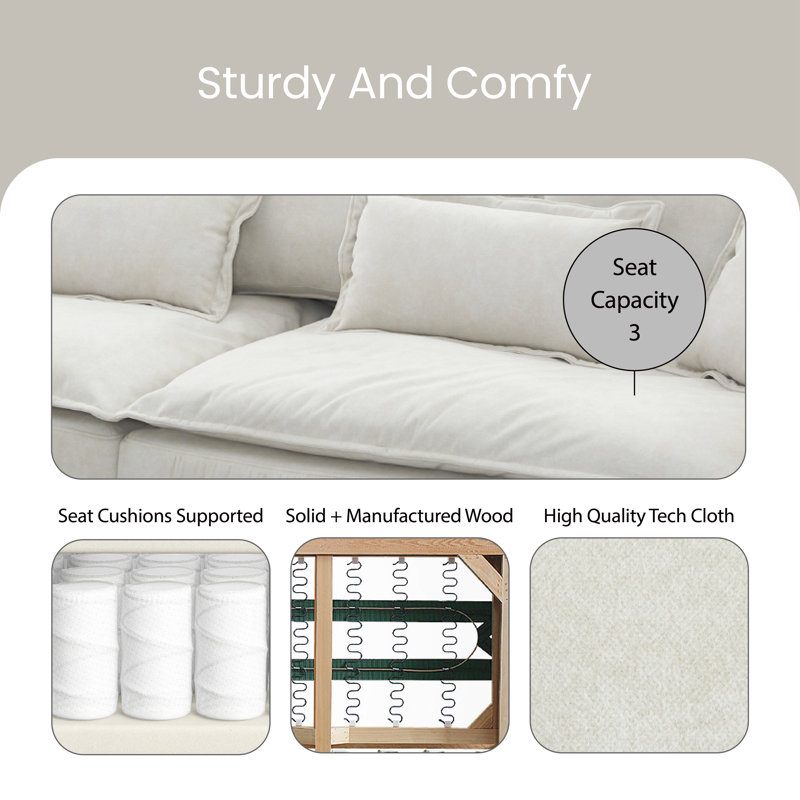 Canapé modulaire 2 pièces Tyriah, Mélange de lin beige