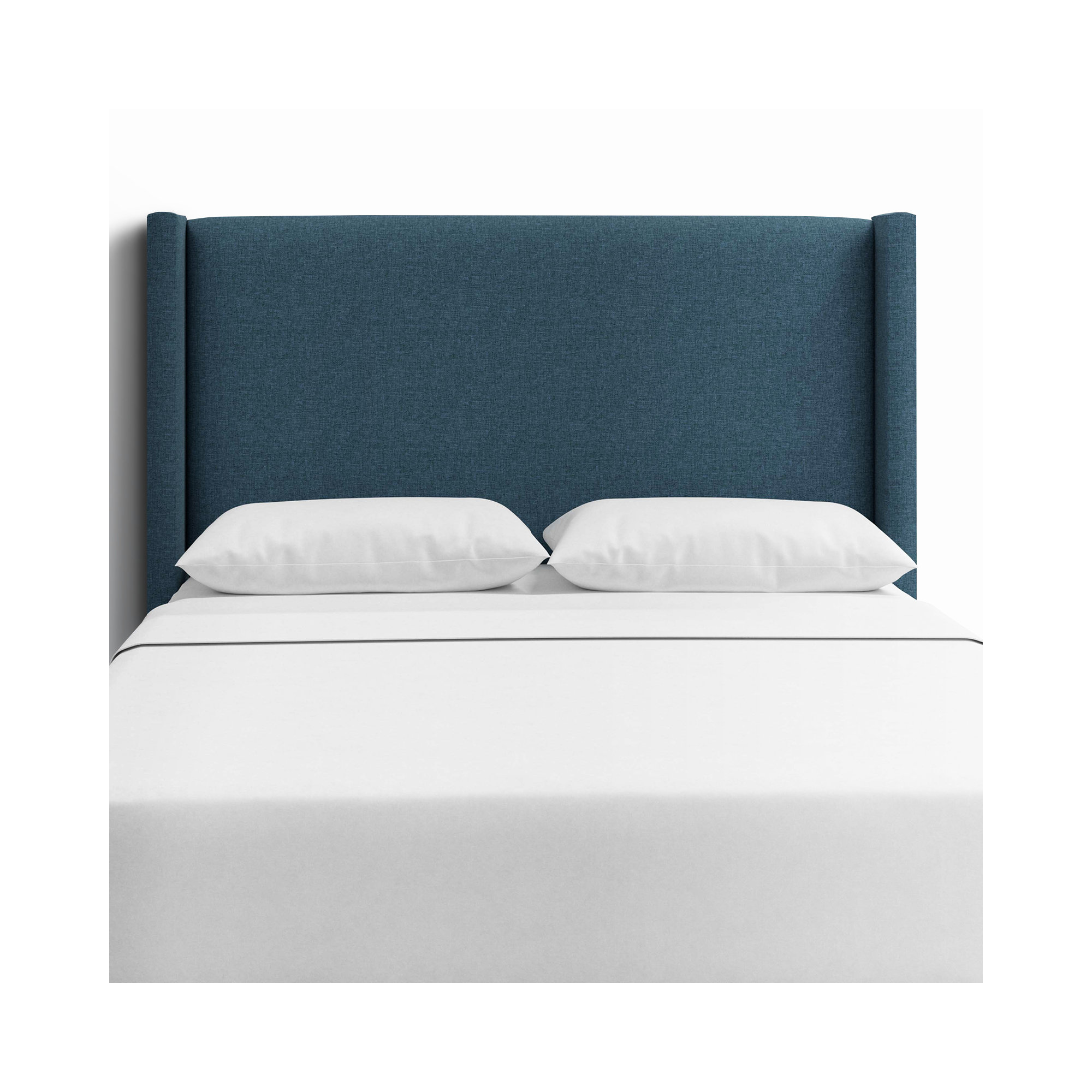 Hanson Upholstered Headboard, Full, Zuma Navy Textured Linen