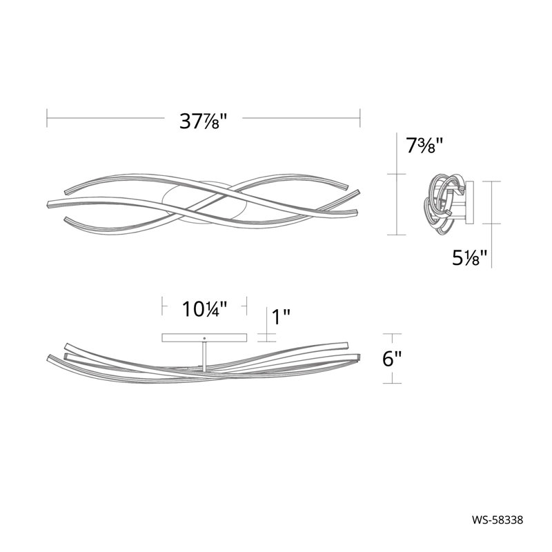  Éclairage à DEL à intensité variable pour meuble-lavabo à DEL 38 po Lior, H 7,38 po - l 37,88 po - P 6 po