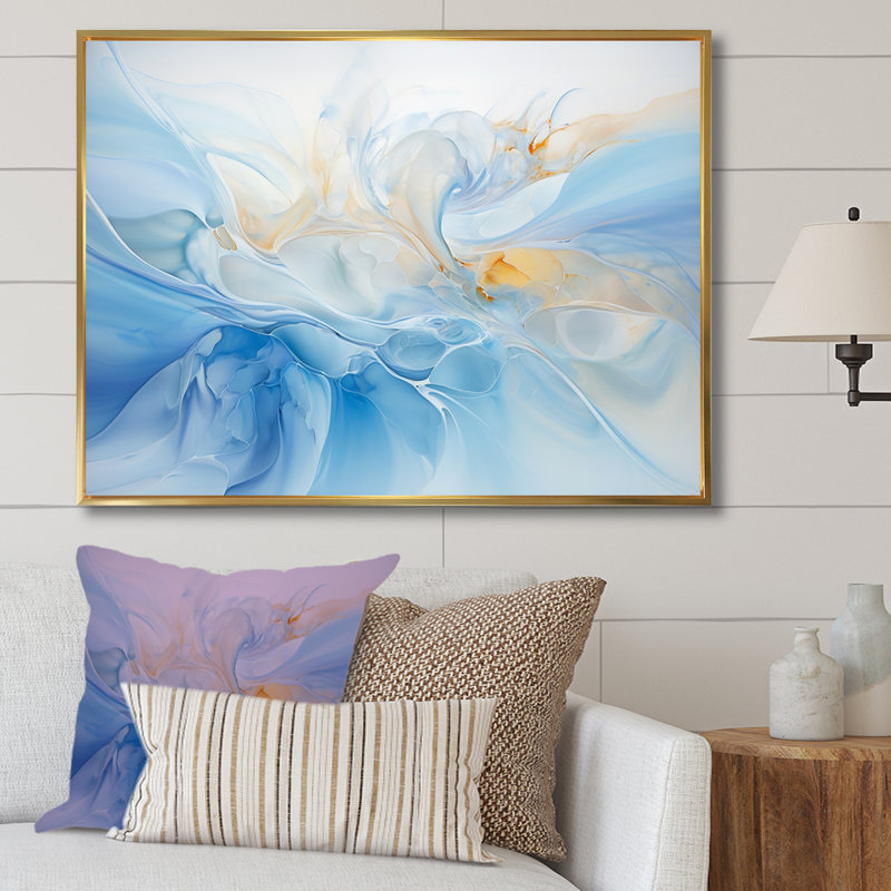 «Liquid Sky Charm Echoes» sur impression sur toile, H 12 po x l 20 po x P 1 po, Cadre flottant doré