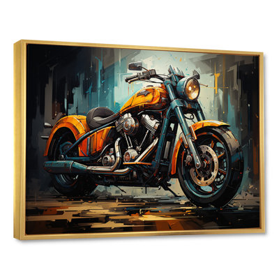 Motocyclette classique jaune et noir I - impressions sur toile de moto