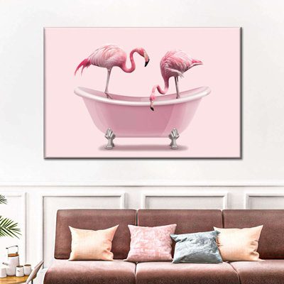 «Bathaign Animal», impression sur toile de flamants roses