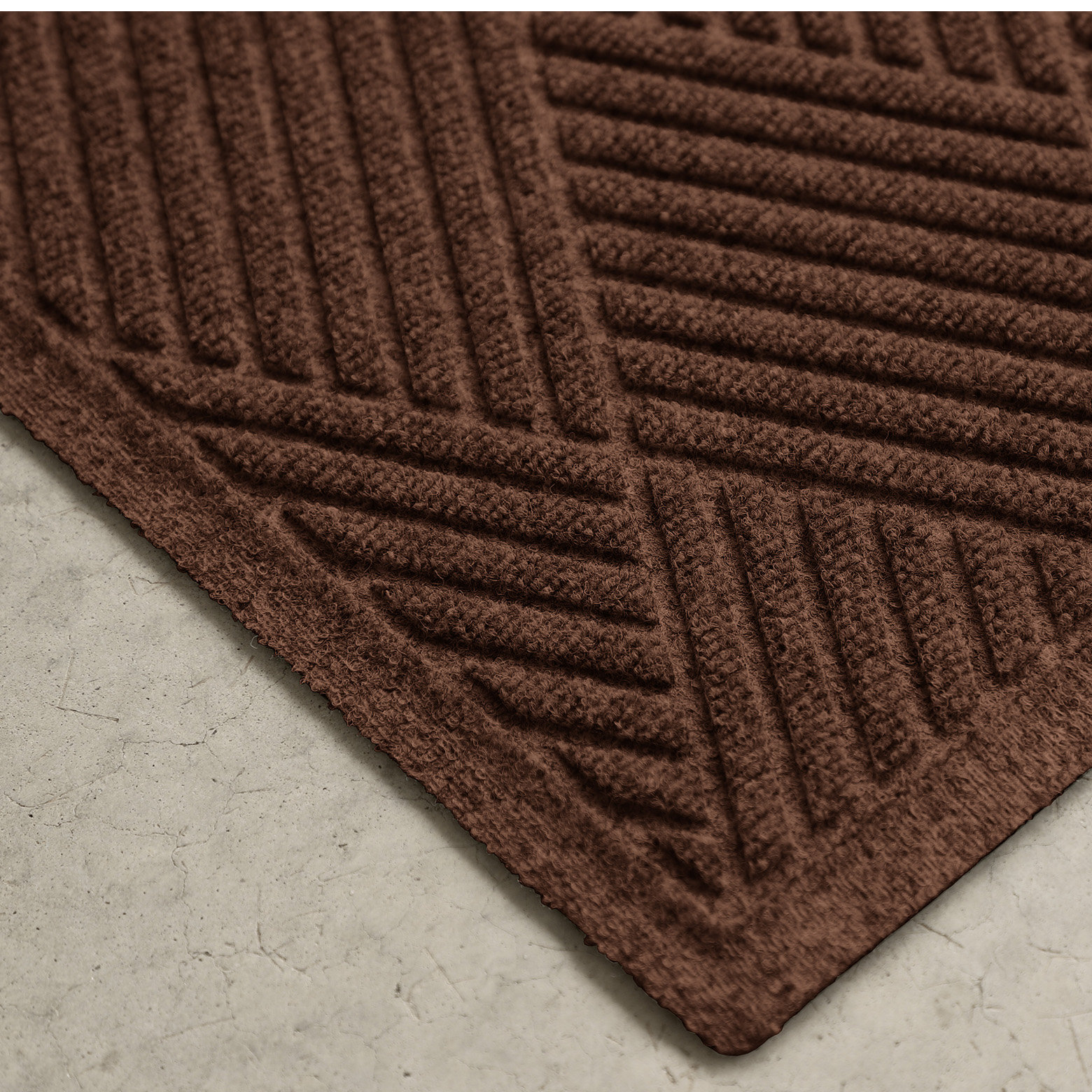 WaterHog® Diamonds Non-Slip Doormat, Dark Brown, Half Oval 24" x 39"
