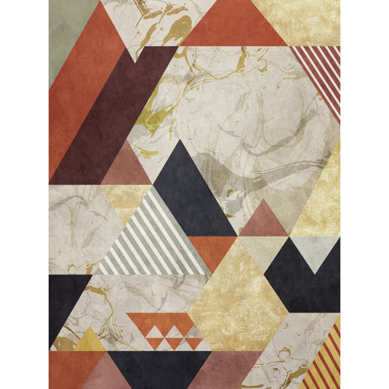 «Geometric with Triangles 3» par Angel Estevez - impression, Papier avec cadre noir, H 31,25 po x l 25,25 po