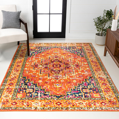 Tapis orange / bleu Dercyn