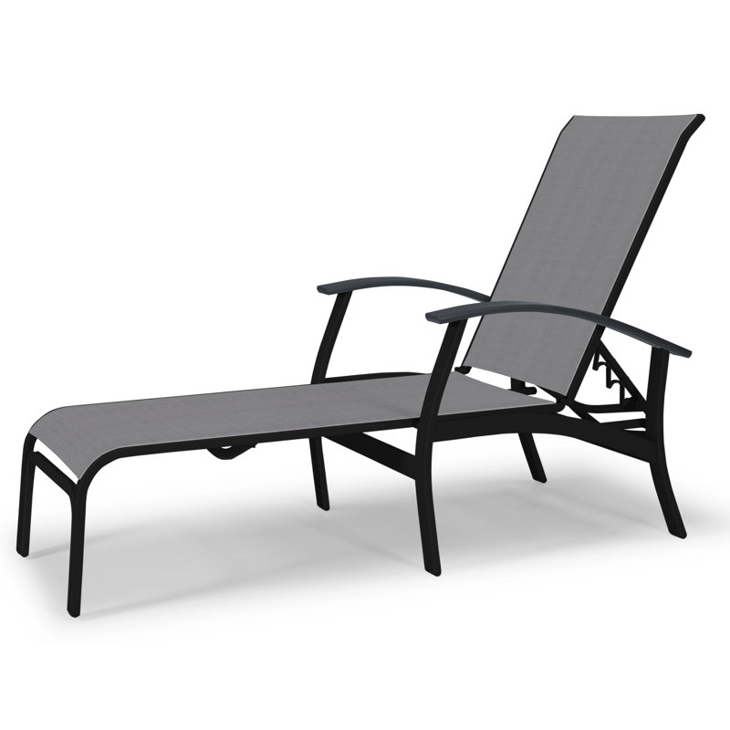 Askar Outdoor Rust-Resistant Metal Chaise Lounge, Textured Desert, Classic Graphite P30, Titanium Sunbrella®