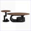 Ensemble de 2 tables basses gigognes noires - Meuble de salon ovale et rond, peu encombrant et facile à assembler-1308049852-1308049841