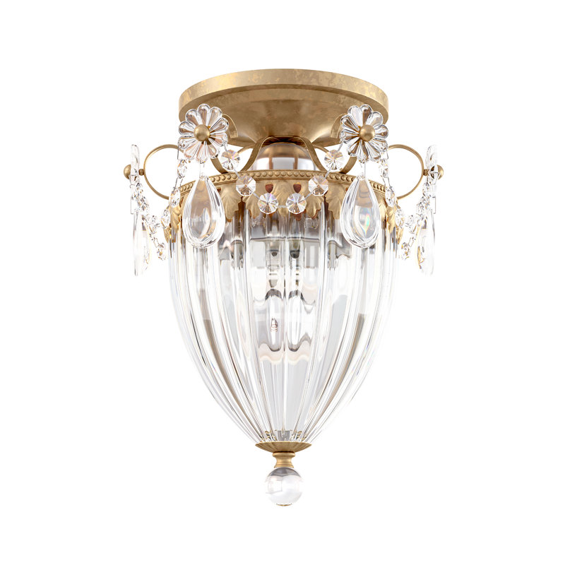 Bagatelle 1 Light 9.5in x 8in Semi-Flush Mount in French Gold with Clear Radiance Crystals, Czech, French Gold