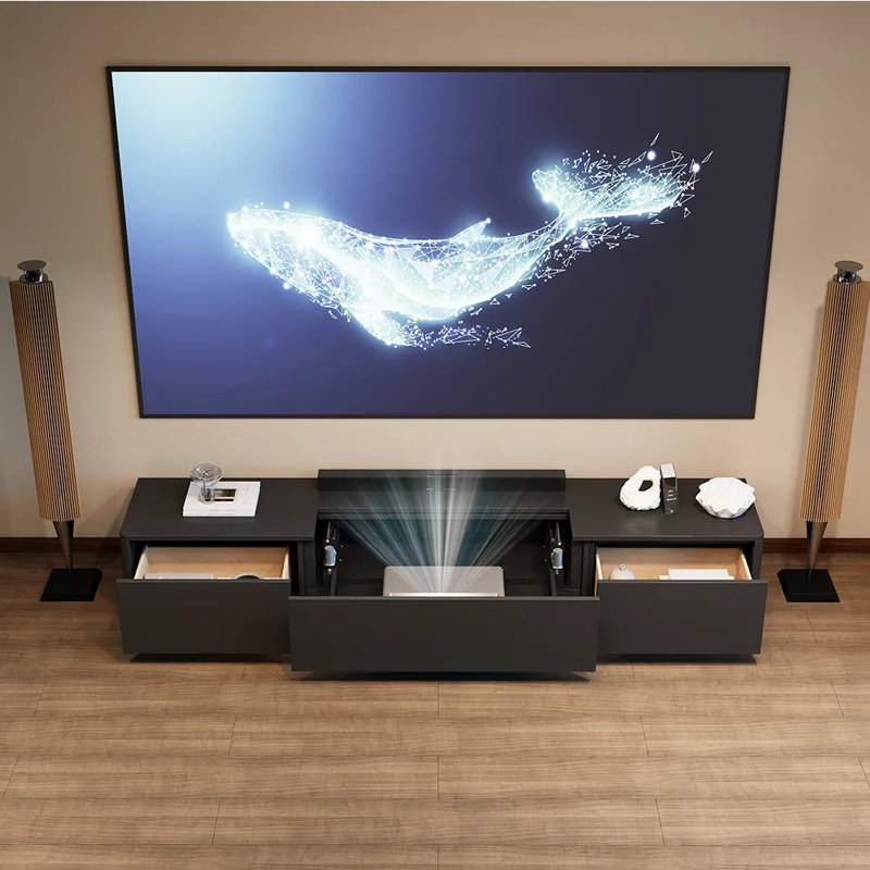 Meuble télé 126 po Walunt, Noir, H 13,4 po x L 86,6 po x l 16,9 po