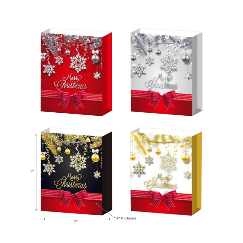Sacs de Noël (ornements rouges) (assortis) (grand) - ensemble de 12