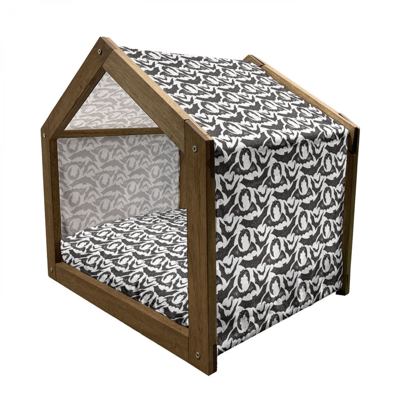 Niche pour chien en bois gris, H 22,44 po x l 23,62 po x P 17,72 po