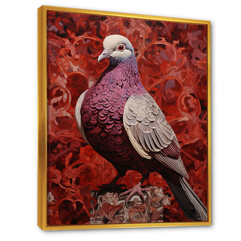 Messenger Dove sur toile, Cadre flottant doré, H 32 po x l 16 po