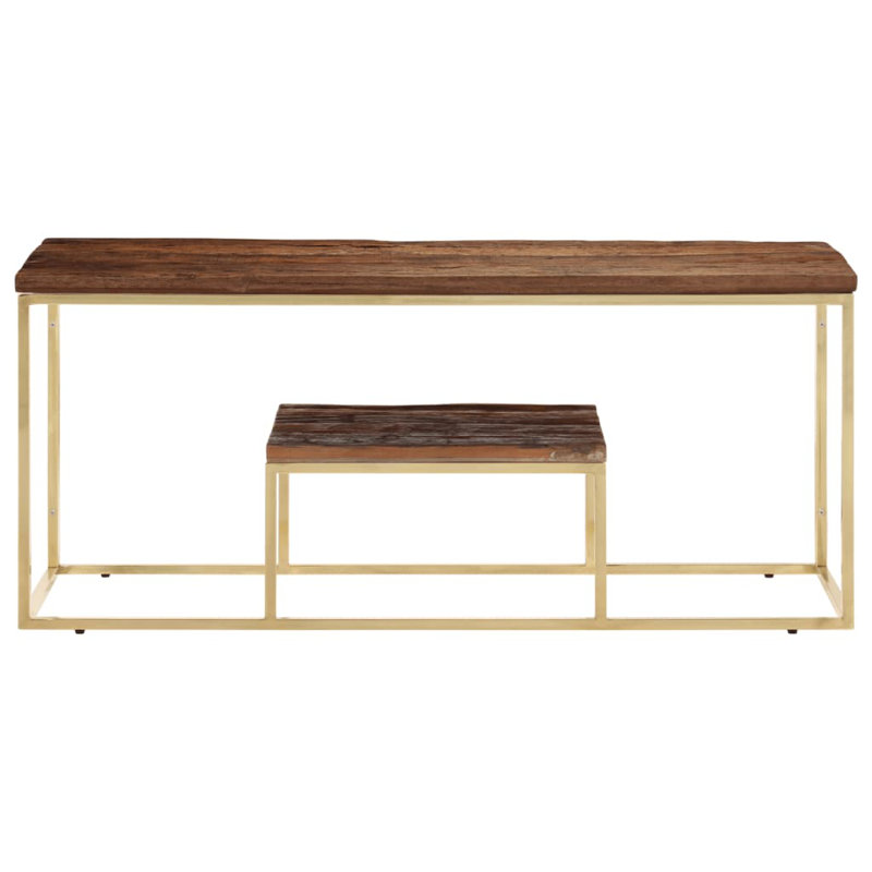 Table basse vidaXL Bois naturel, Doré, Brun