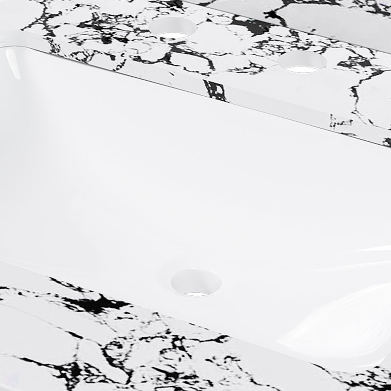37"X22" Bathroom Vanity Top, With Undermount Ceramic Sink And Backsplash, Artificial Marble Bathroom Vanity Top With 3 Faucet Holes( Only Bathroom Vanity Top )
