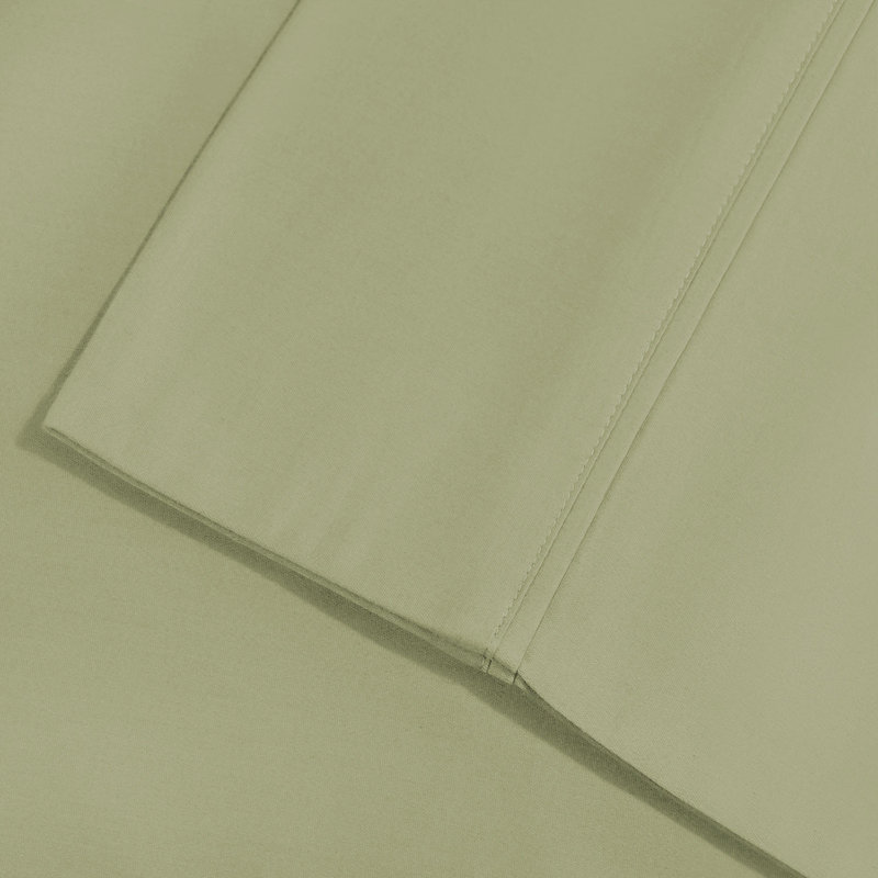 Aniello Cotton Blend 600 Thread Count Deep Pocket Bed Sheet Set, Full/Queen Sheet Set+Fitted Sheet+2 Pillowcases, Sage