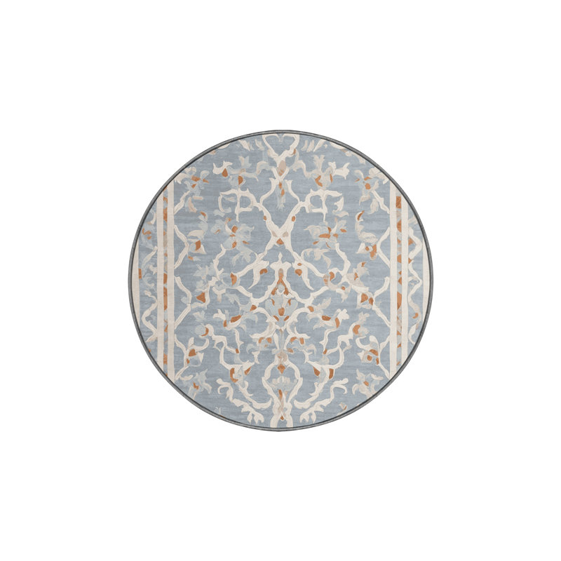 Tapis gris lavable à la machine, Rond 6 pi
