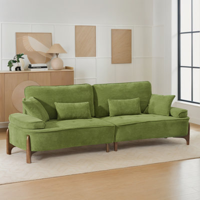 102.98" W Pillow Top Arm Tufted Seat Sofa With Solid Wood Legs