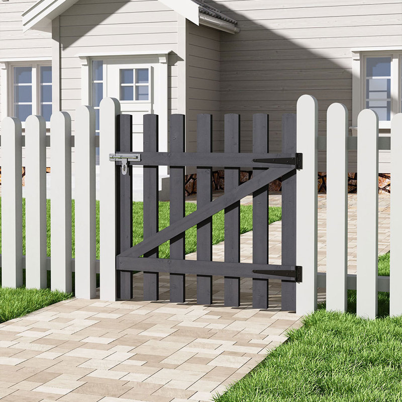Caskey Garden Wood Fence Gate with Latch, 90cm H x 90cm W x 1.5cm D