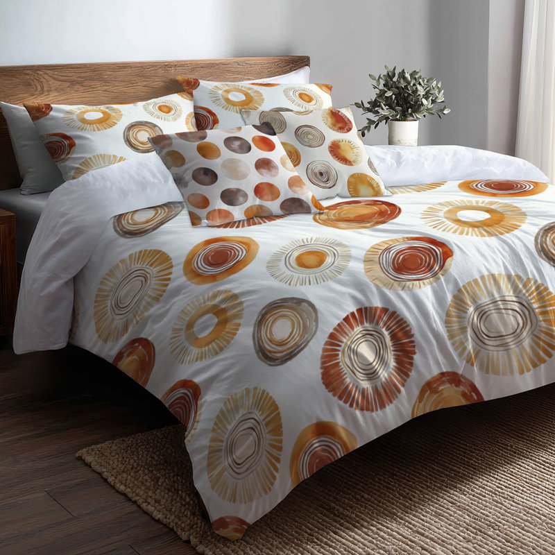 Ensemble de literie à motif géométrique de 5 - Ensemble de housse de couette et coussin décoratif Contemporary Boho