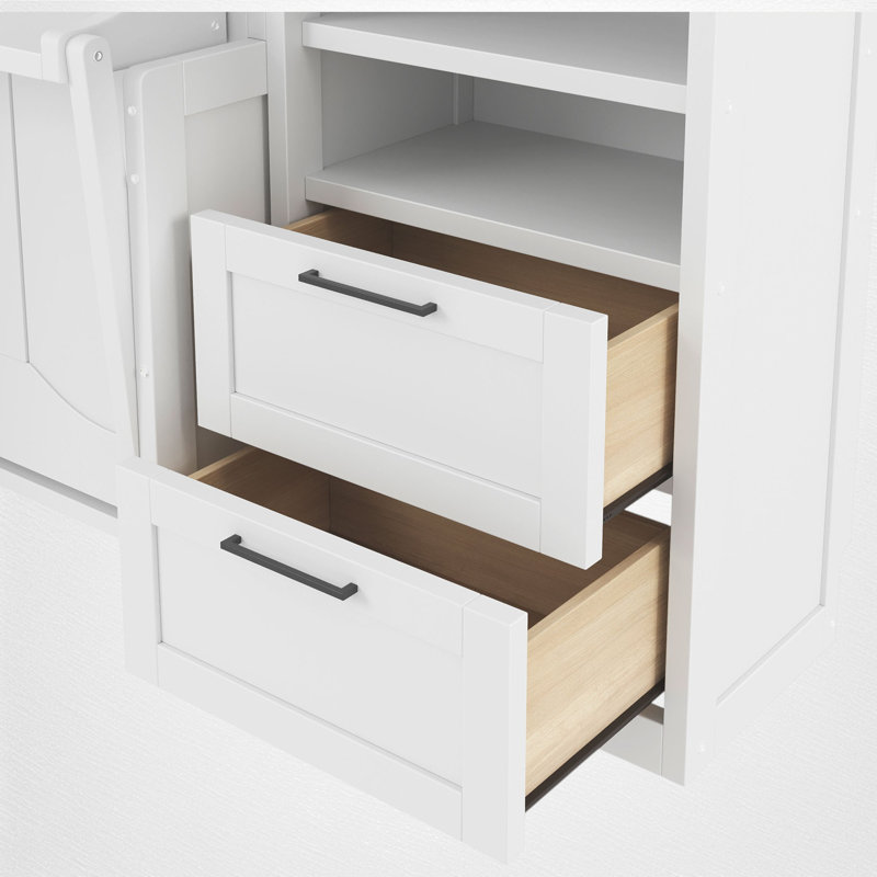 Grand lit escamotable mural avec placard, tiroirs et tablettes - Grand lit escamotable pliant, blanc, Blanc, Grand lit