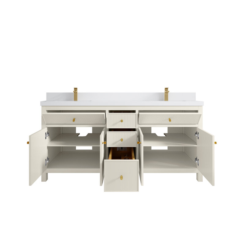 Sonoma X P 22 po De salle de bain double en albâtre Quartz, Blanc