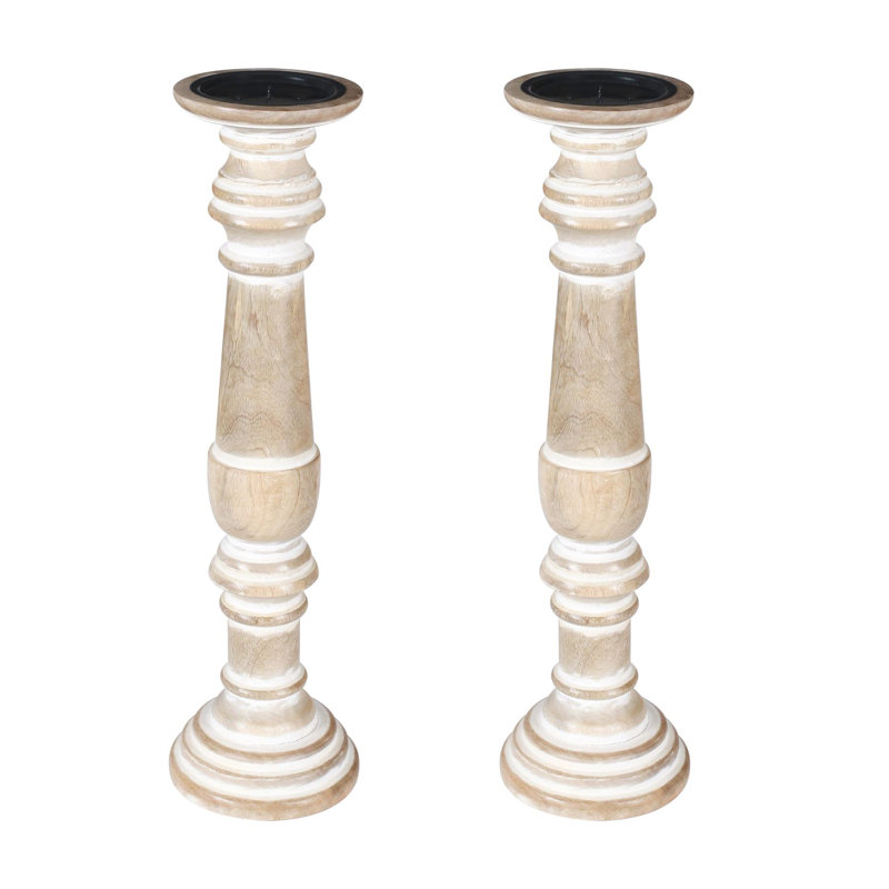 2 Piece Wood Pillar Set, 45cm H x 15cm W x 15cm D