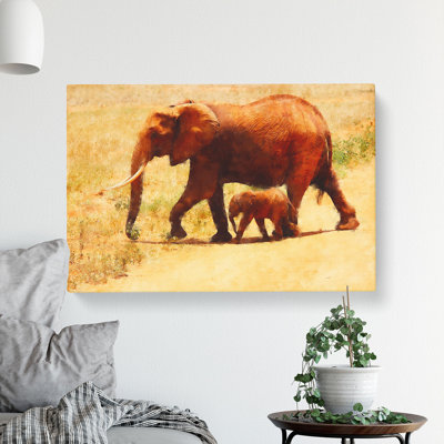 Mother And Baby Elephant Vol.3 - Wrapped Canvas