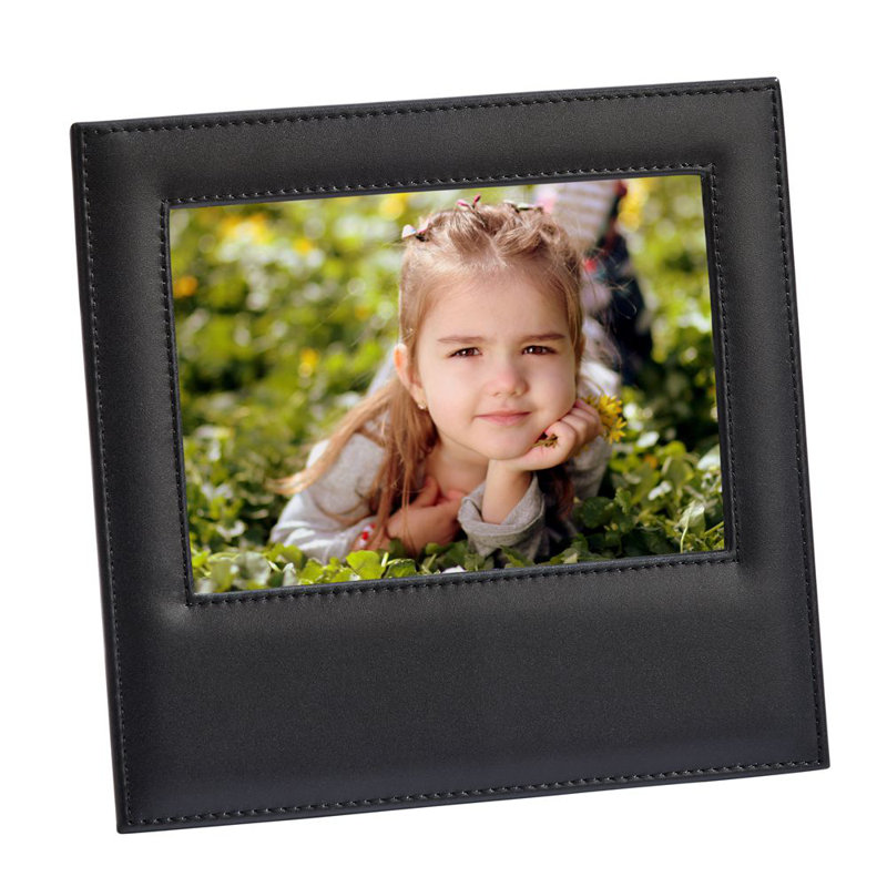Pickell Black Leather Smooth Picture Frame, 5" x 7"