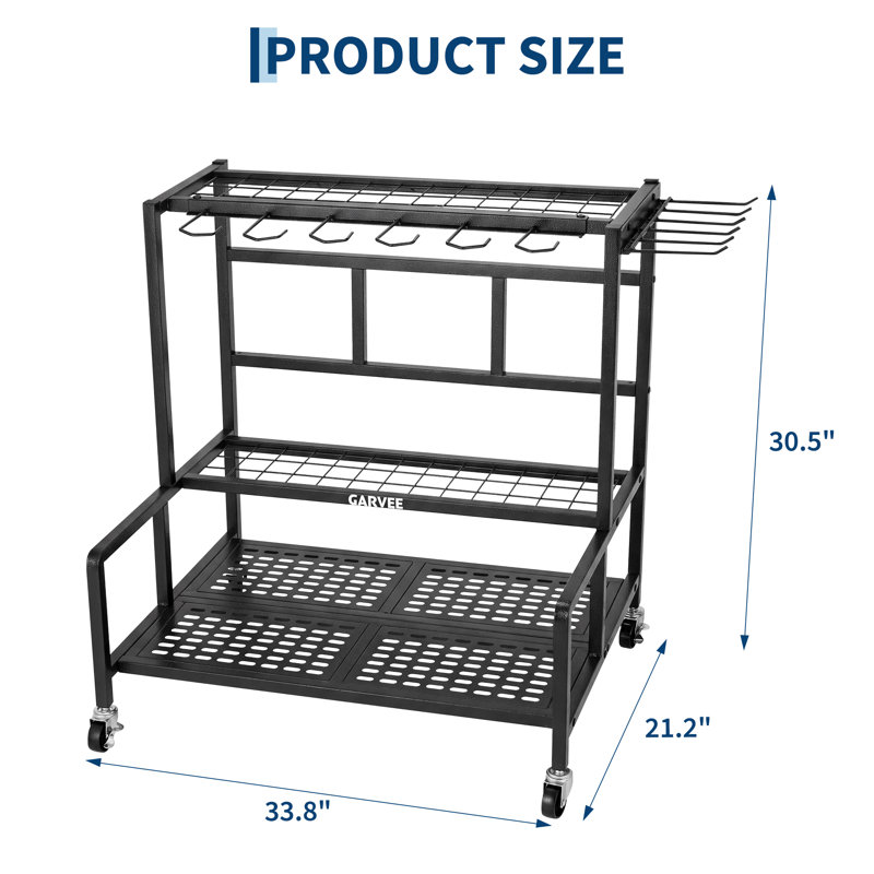 Organisateur d'outils de jardin à 3 niveaux, support de rangement pour râteaux, pelles et balais dans un garage