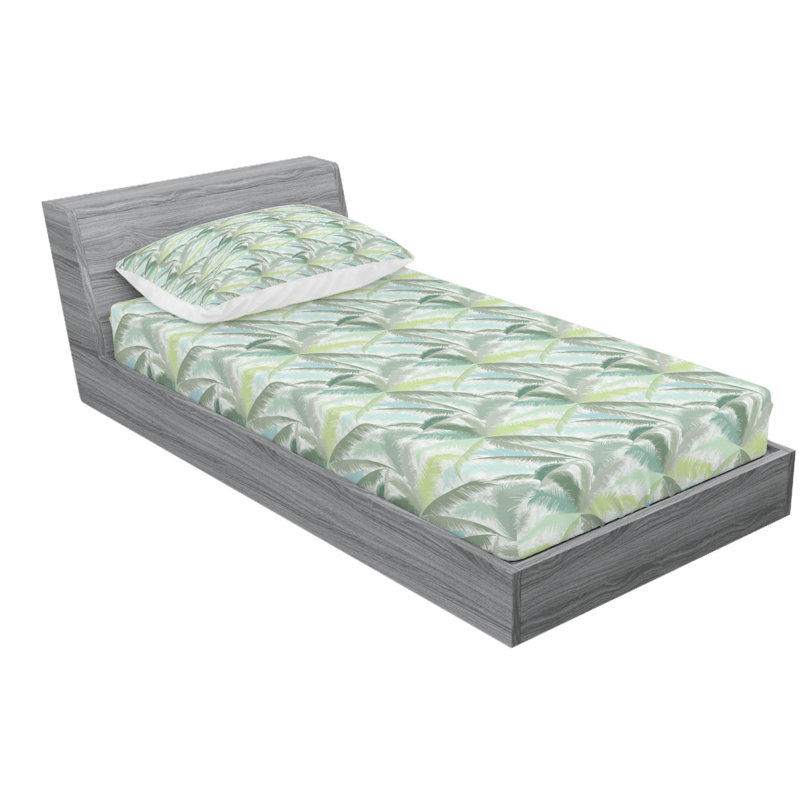 Palm Tree Microfiber Floral Sheet Set, Twin XL Sheet Set with Fitted Sheet