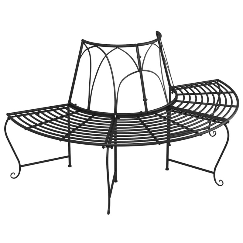  Banc demi-rond en acier noir de 62,6 po de diamètre