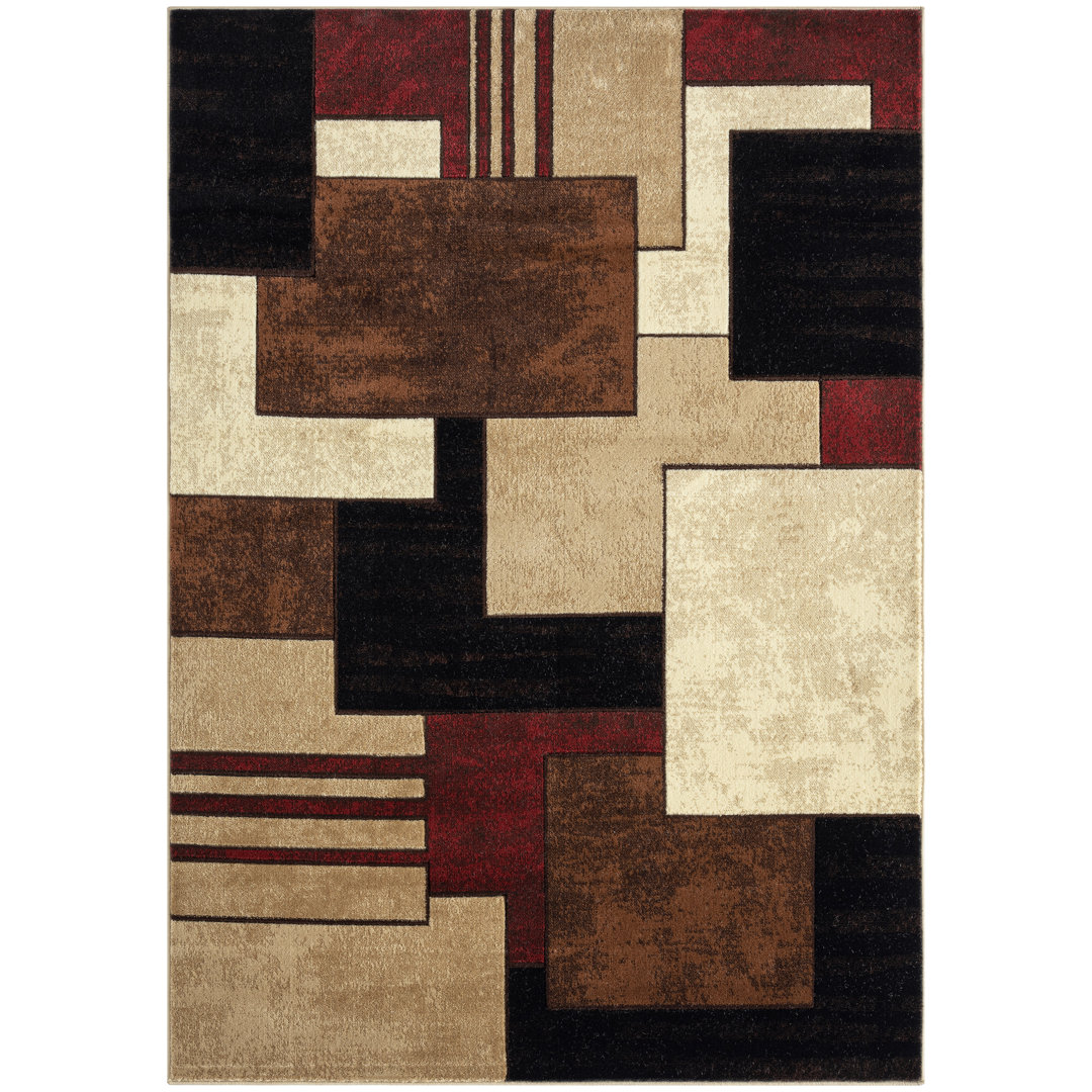 Tribeca Mason Contemporary Geometric Area Rug 7'10"X10'6",Brown/Red Orren Ellis Rug 
