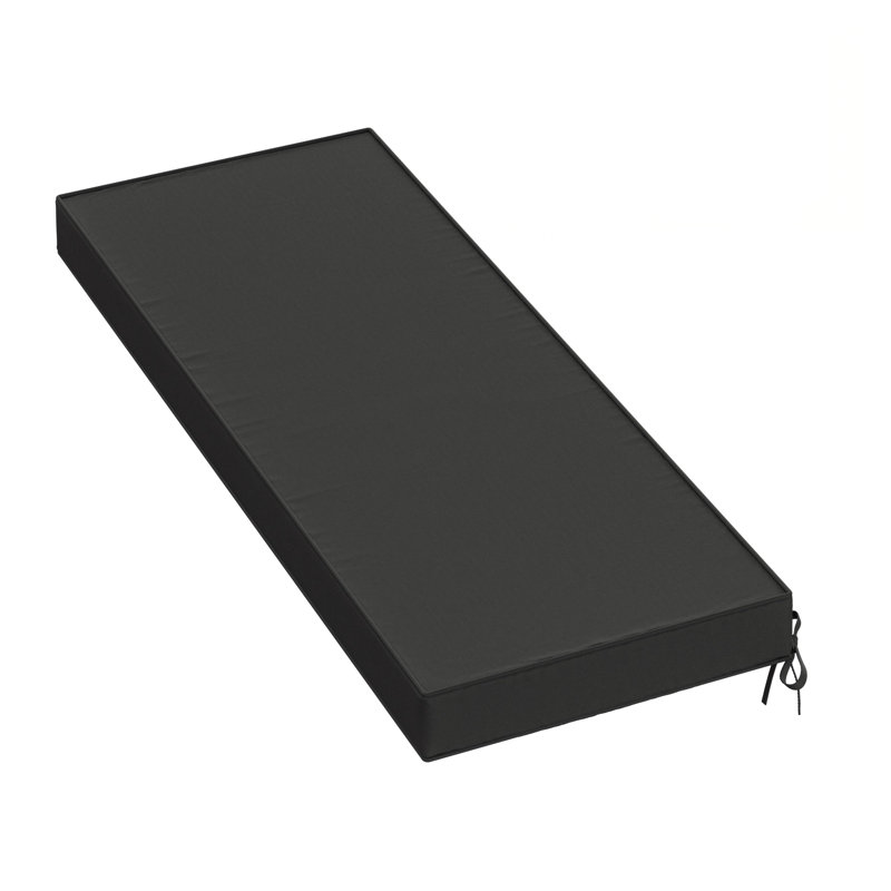 Coussin de banc d'extérieur 48 po x 18 po x 3 po Coussins de siège intérieur et extérieur, L 48 po x P 18 po, Noir