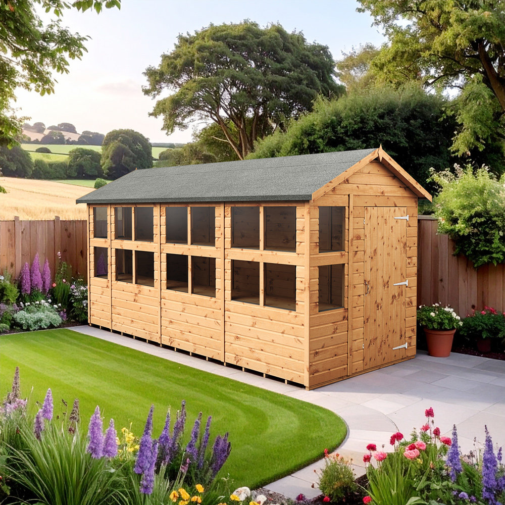 6 ft. W x 14 ft. D Solid wood Tongue & Groove Apex Garden Shed