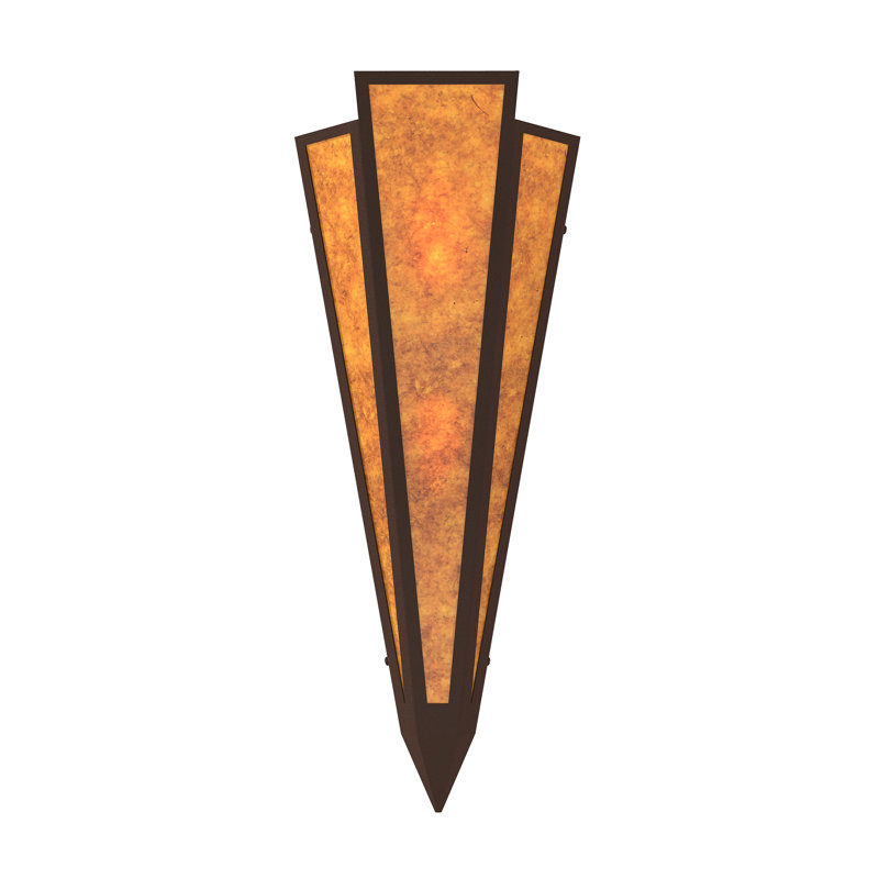 2 - Light Flush Mounted Sconce, Mica, Amber, Café Noir