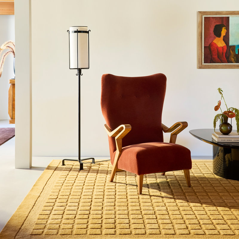 Tapis en laine à carreaux Fritz, Rectangle 7 pi 6 po x 9 pi 6 po